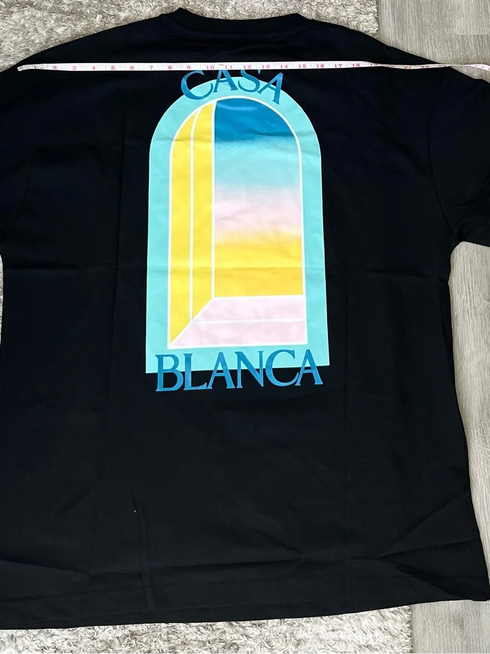 Men Casablanca Black Graphic Tee with Colorful Arch Logo